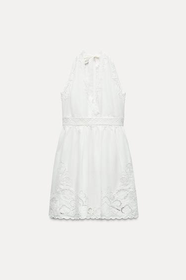 VESTIDO CORTO BORDADO ZW COLLECTION - Blanco de Zara