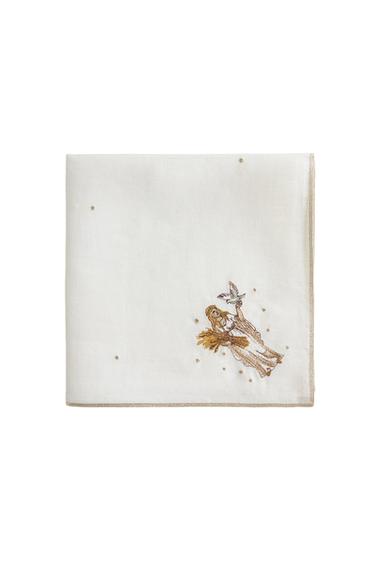 Zara VIRGO EMBROIDERED LINEN NAPKIN | MARISA BERENSON - Ecru