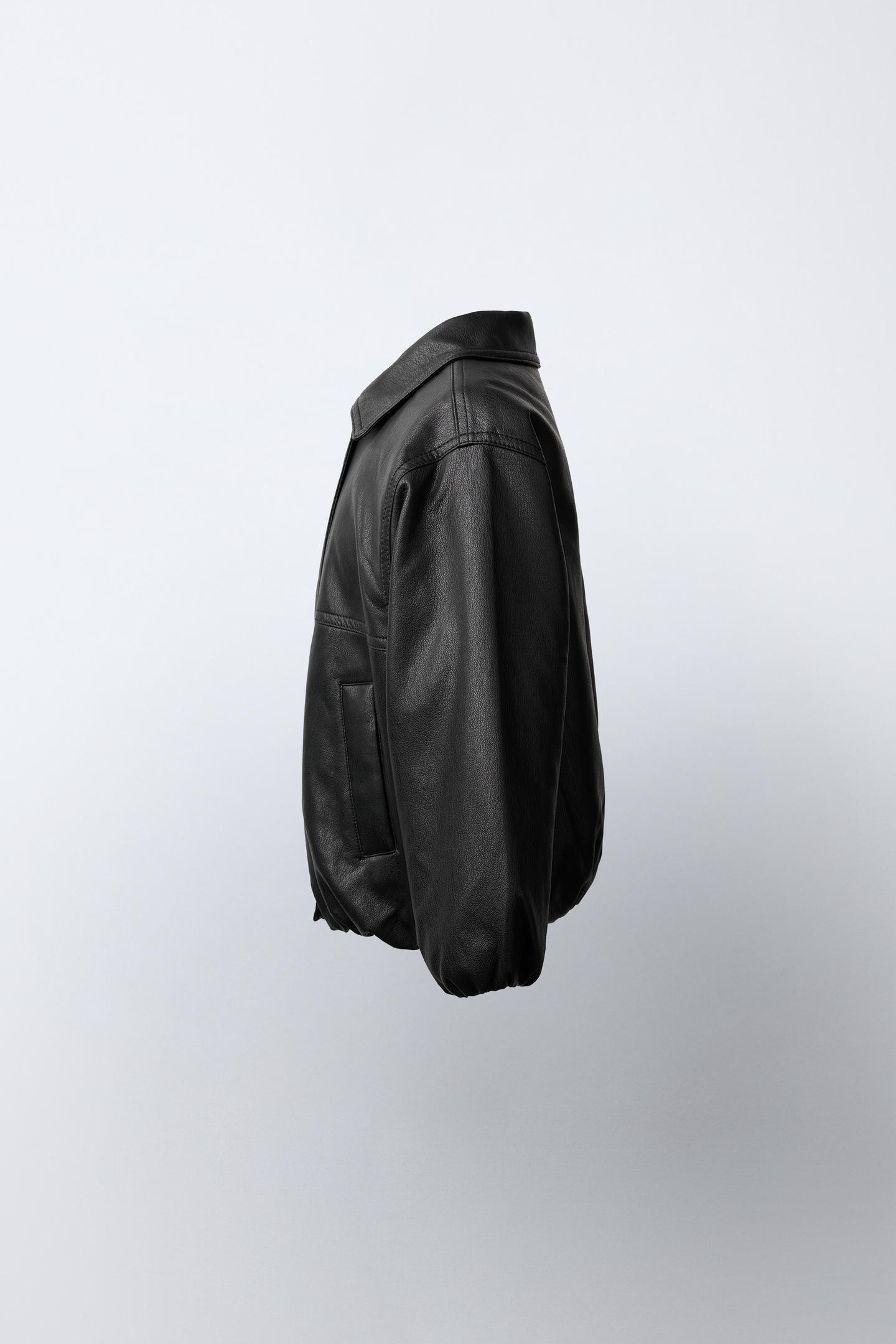 Детская куртка Zara Faux Leather Bomber, цвет: Чёрный — фото 4