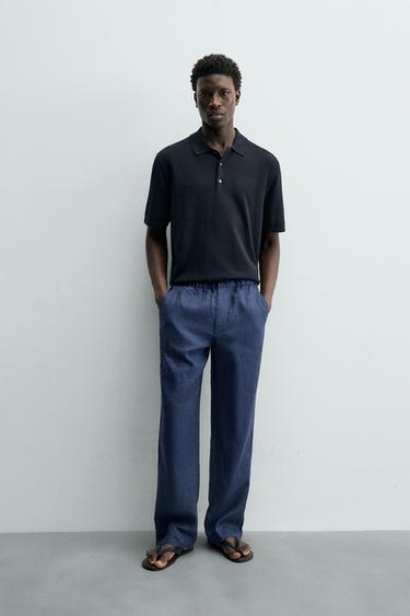 REGULAR FIT KNIT POLO SHIRT - Dark navy by Zara - Image 0