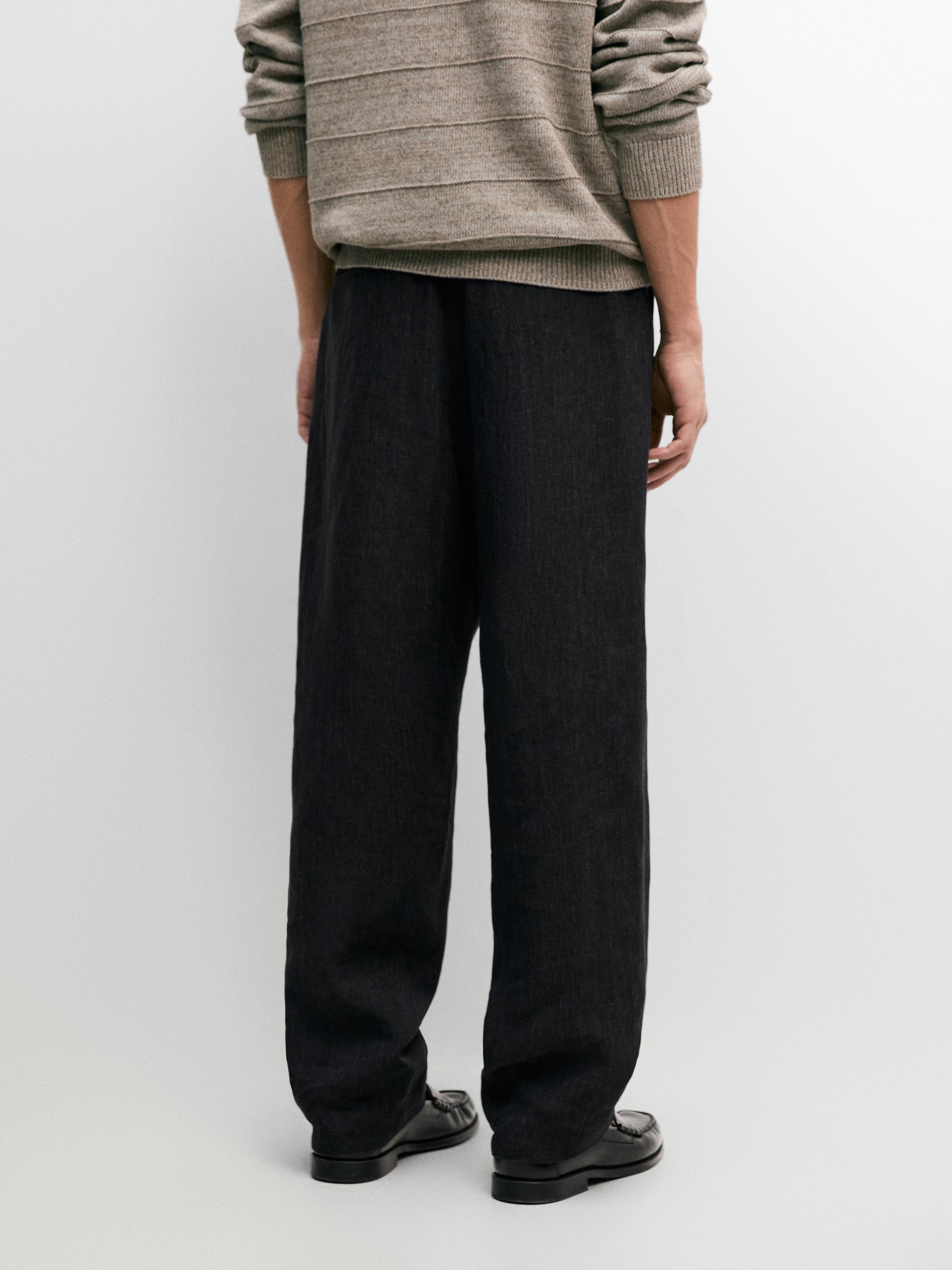 Total look linen darted trousers