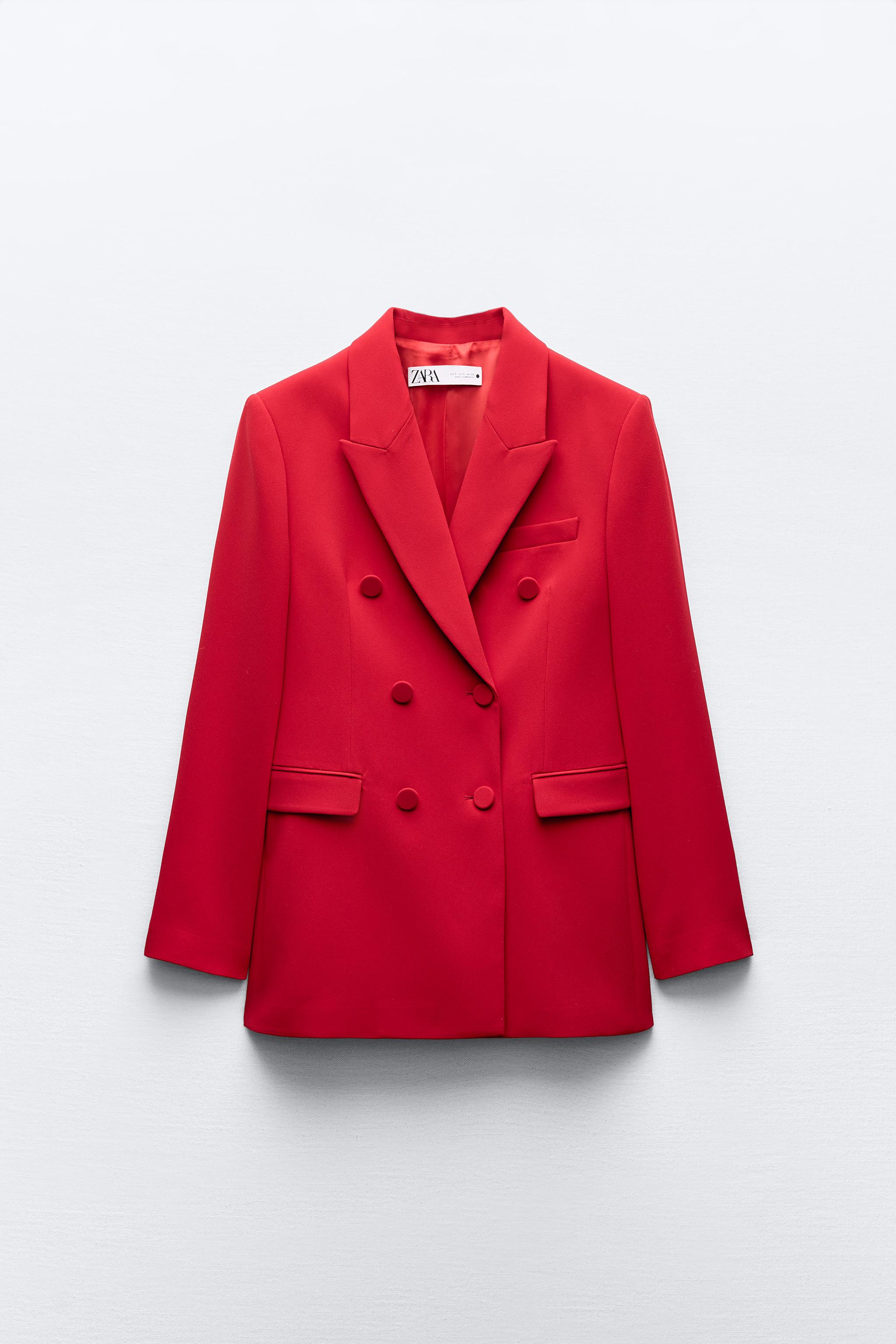 ZW COLLECTION FITTED DOUBLE-BREASTED BLAZER - Bright red | ZARA Australia