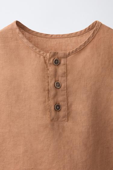 100% LINEN SLEEVELESS SHIRT - Russet by Zara - Image 2