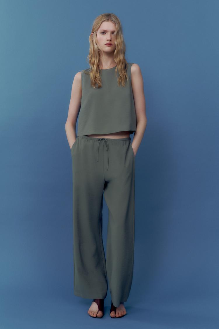 PANTALÓN FLUIDO ZW COLLECTION VERDOSO ZARA Chile