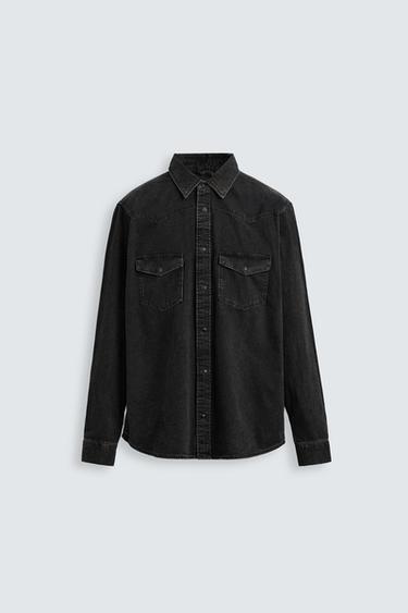 CAMISA DENIM WESTERN - Negro de Zara