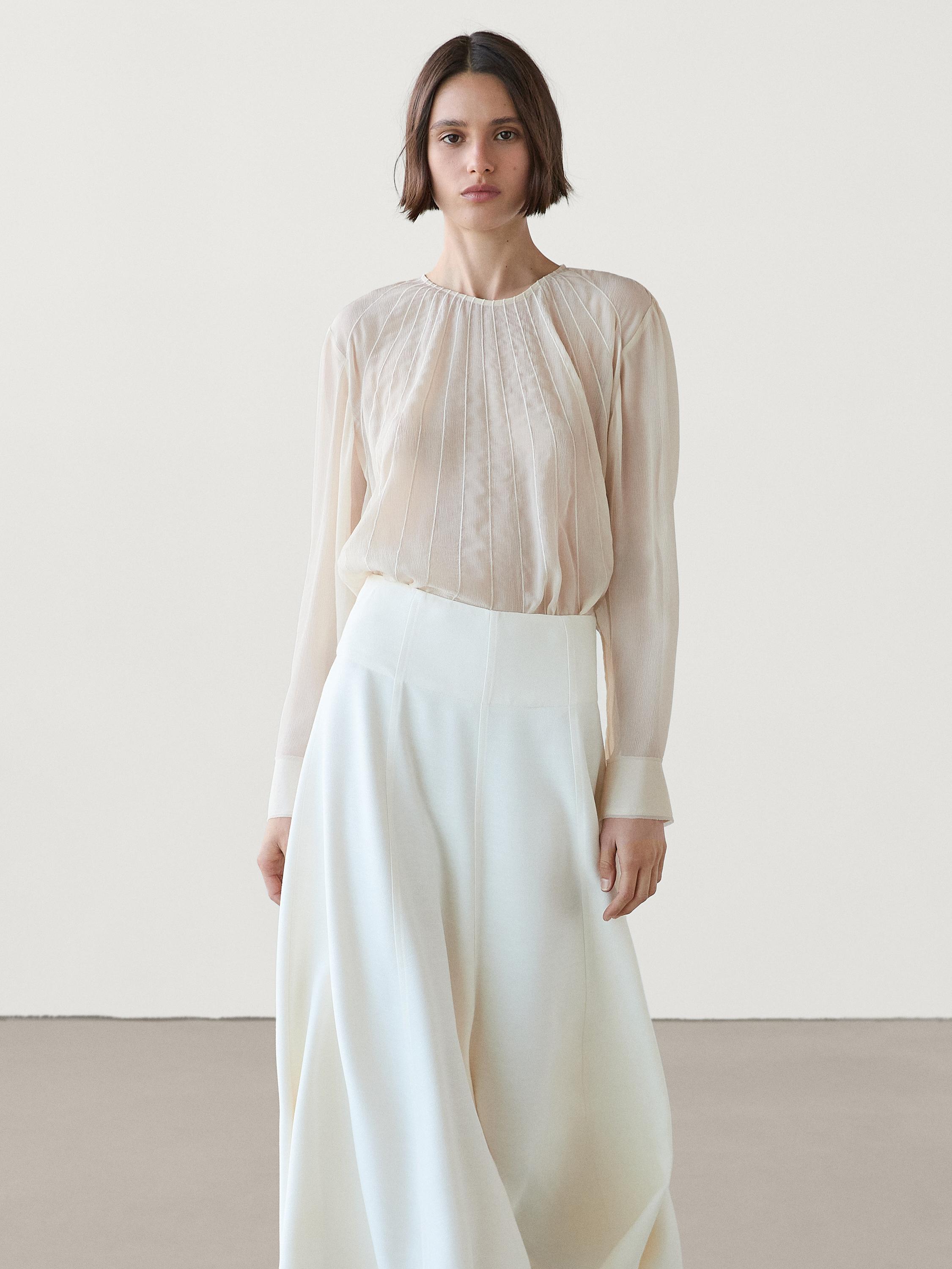 Flowing shirt with seam details - Beige | ZARA United States