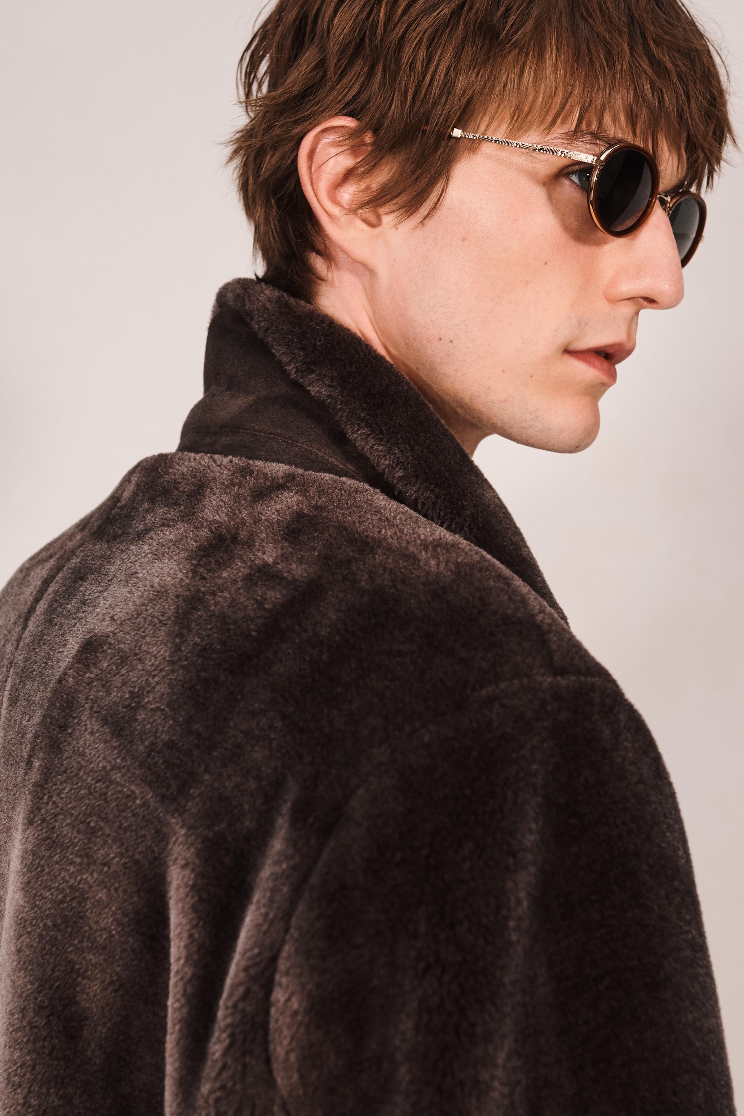 VESTE LONGUE RELAXED FIT EFFET FOURRURE