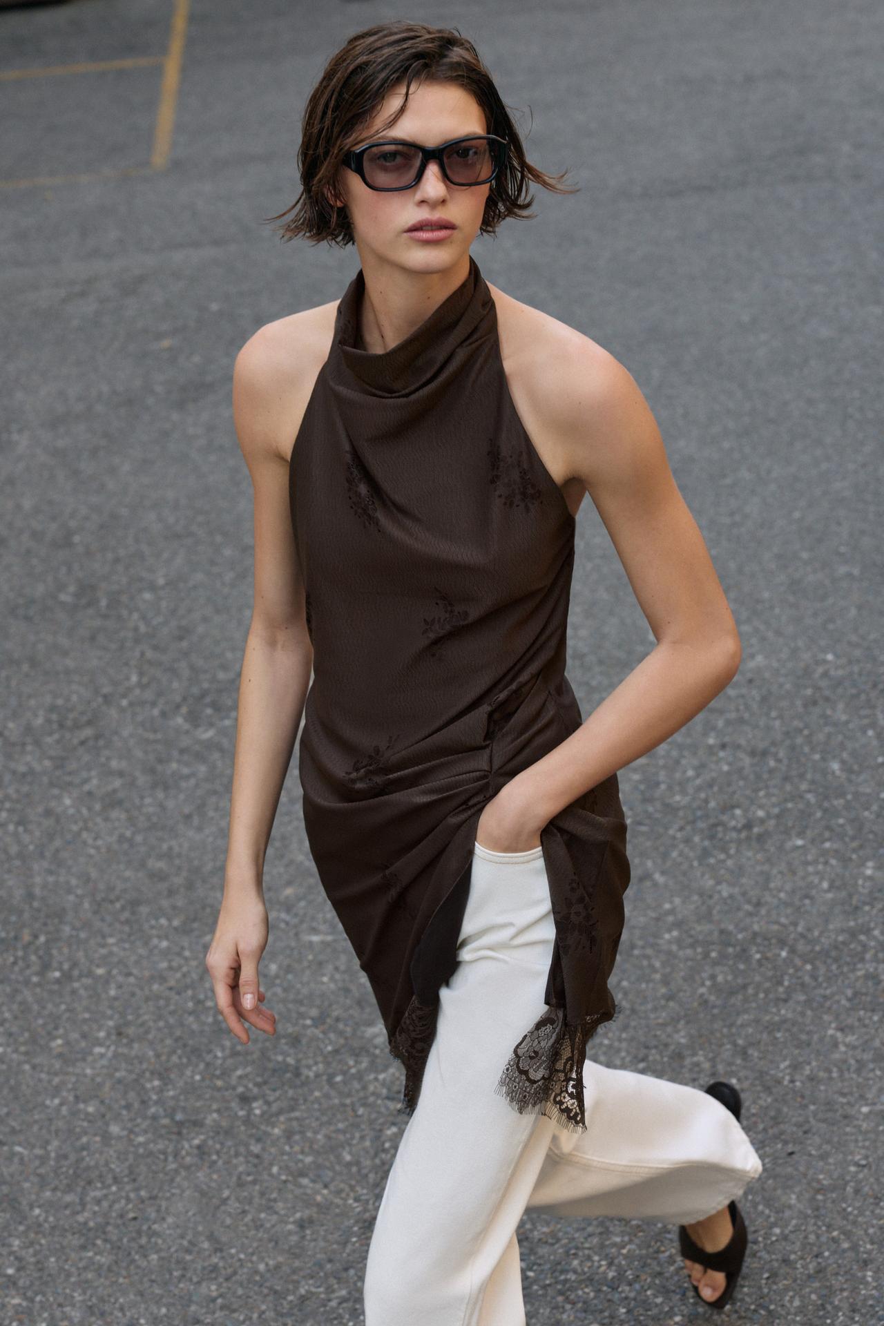 ZARA HALTER LINGERIE STYLE DRESS