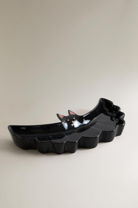 ASSIETTE EN GRÈS POUR ENFANT CHAUVE-SOURIS HALLOWEEN - Multicolore de Zara - Image 0
