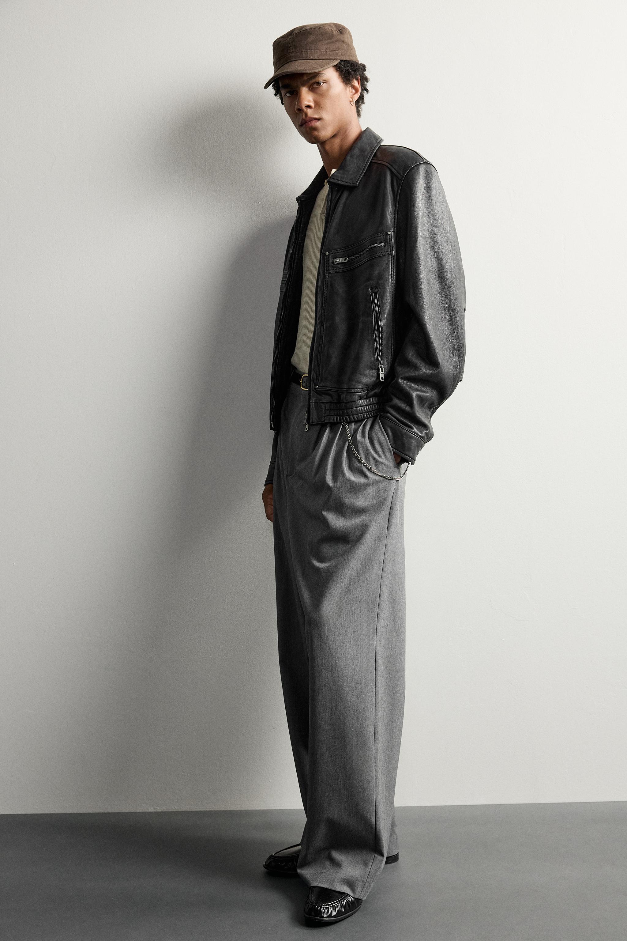 PANTALON COUPE LARGE À PLIS