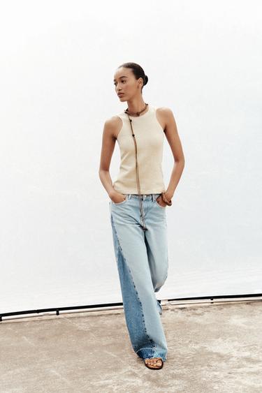 ΤΖΙΝ Z1975 WIDE LEG ΜΕΣΑΙΑ ΜΕΣΗ CONTRASTE - Μπλε ανοιχτό του Zara