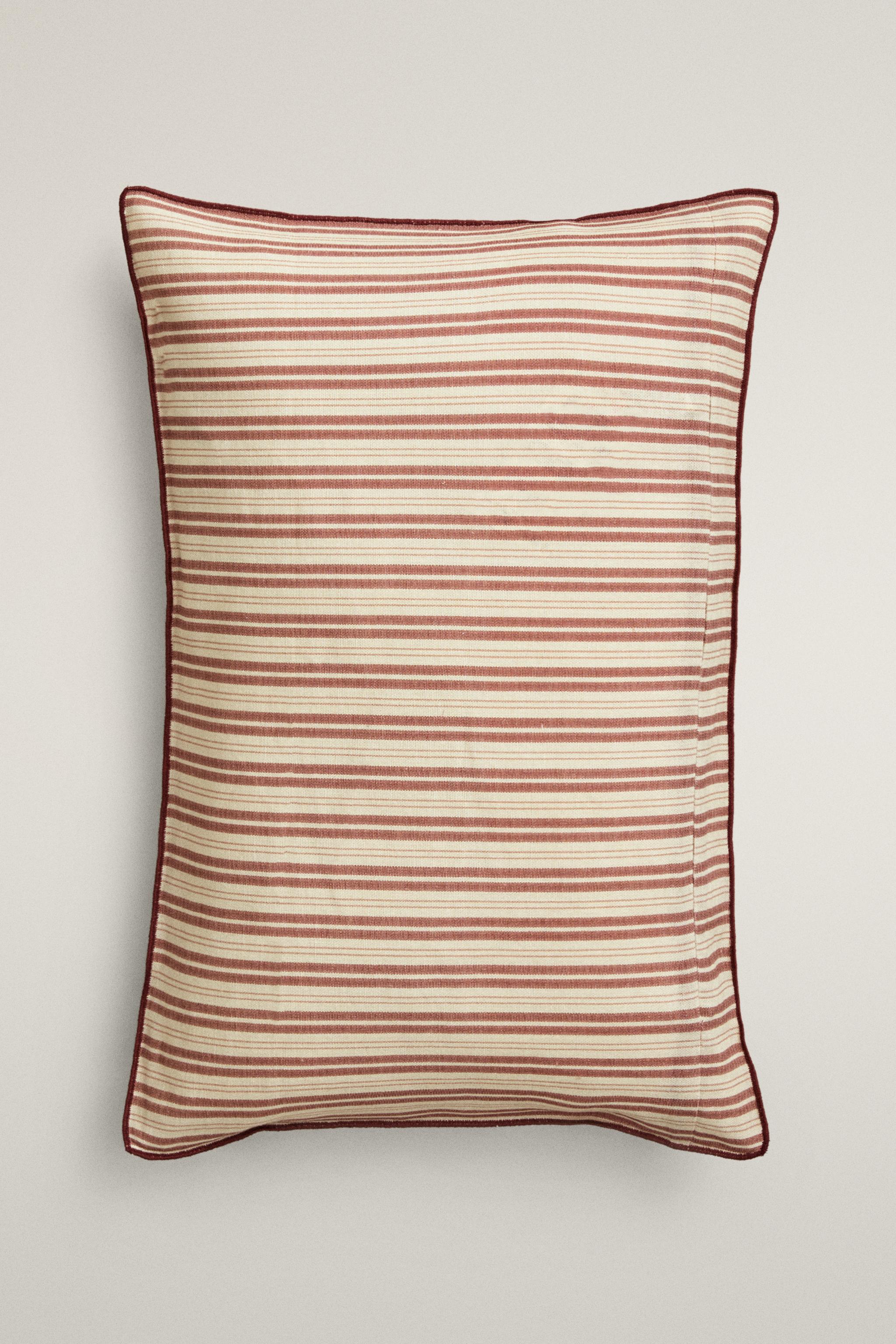 FLORAL AND STRIPE THROW PILLOW COVER