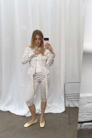 Zaras CAPRIBXOR MED PRICKAR - Vit/svart