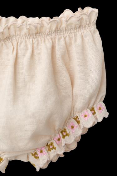 CONJUNTO CAMISA Y BRAGUITA BORDADOS - Crudo de Zara