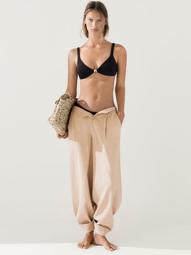 Zara Bikini top with rhinestone detail - Black