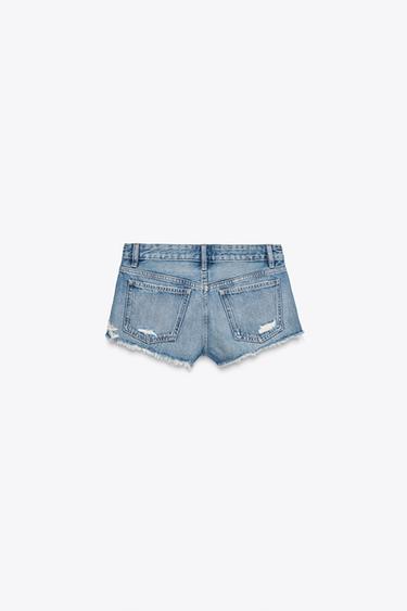 SHORT EN JEAN TRF DÉCHIRÉ TAILLE MI-HAUTE - Bleu de Zara - Image 8