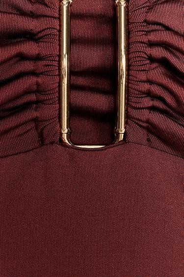 DRAPED HALTER TOP - Burgundy by Zara - Image 4
