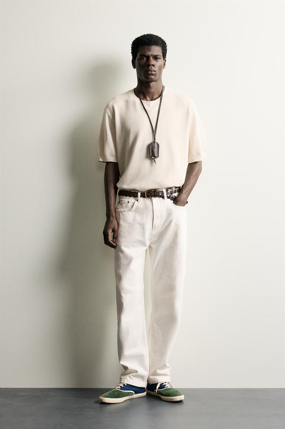 T-SHIRT EN MAILLE COUPE DÉCONTRACTÉE - Blanc cassé de Zara - Image 0