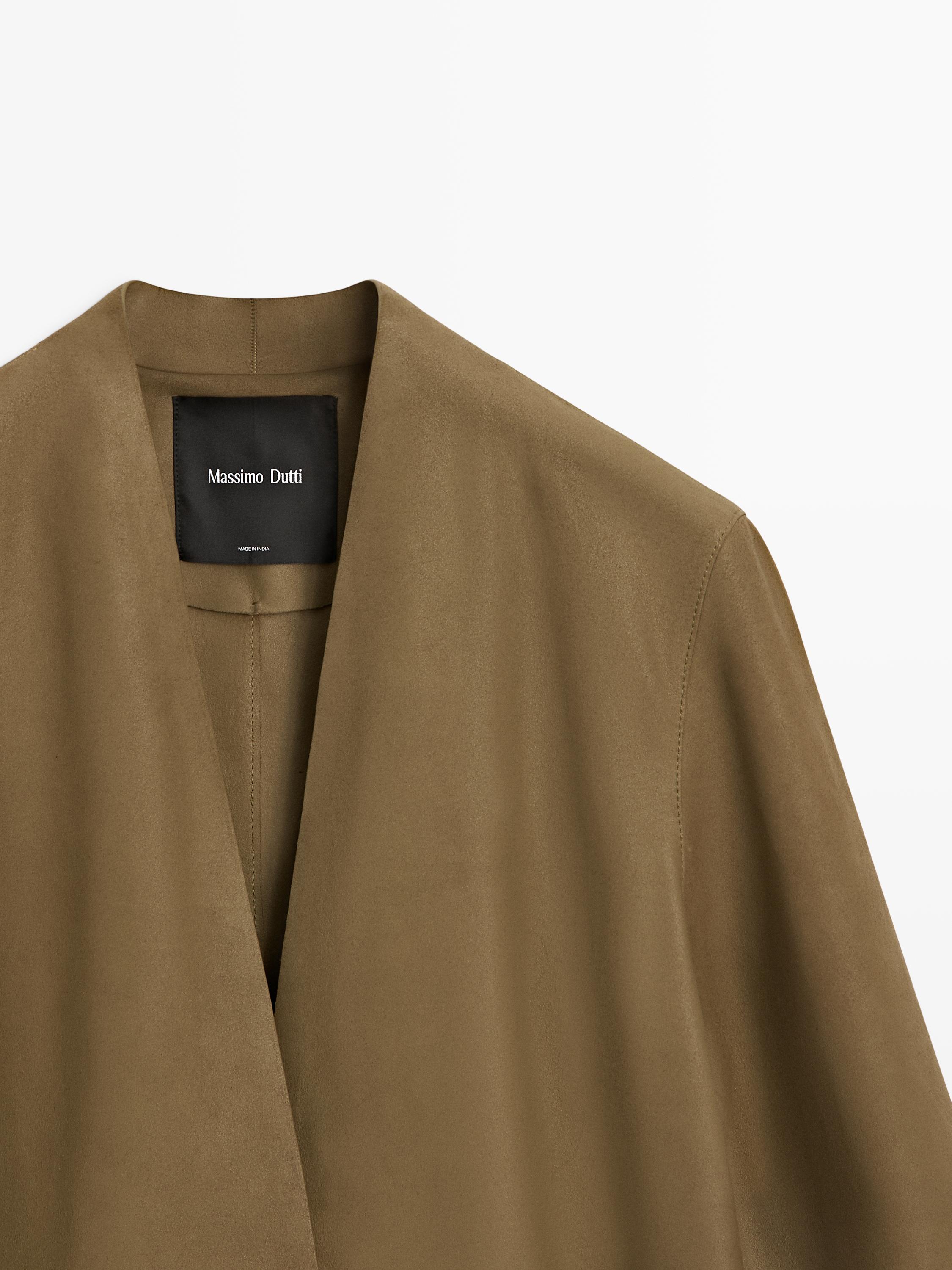 100% suede leather blazer with button detail - STUDIO