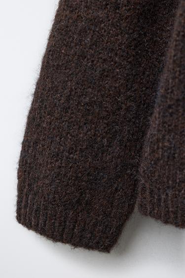 GILET PULL 2 EN 1 EN MAILLE DENTELLE AVEC LAINE - Marron de Zara - Image 3