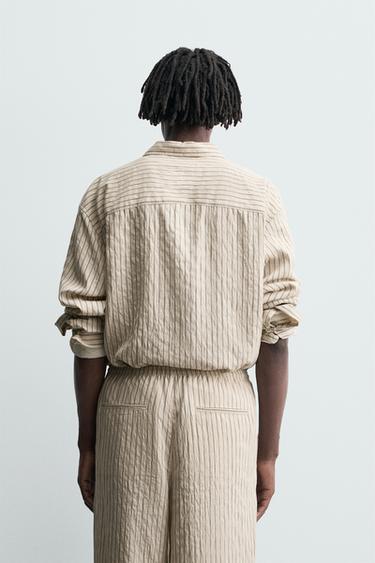 CHEMISE FLUIDE RAYURES EFFET FROISSÉ - Écru de Zara - Image 2