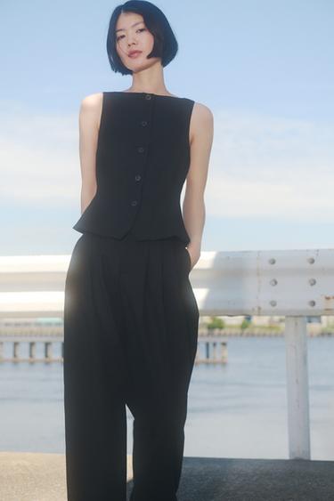 ZW 컬렉션 슬림핏 베스트 - Zara 블랙