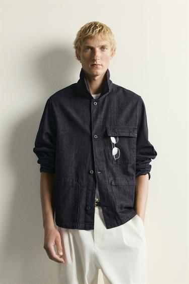 RELAXED FIT DENIM OVERSHIRT - Indigo by Zara