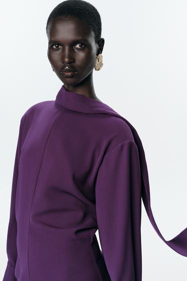 ROBE COURTE AVEC ÉCHARPE - Aubergine de Zara - Image 1