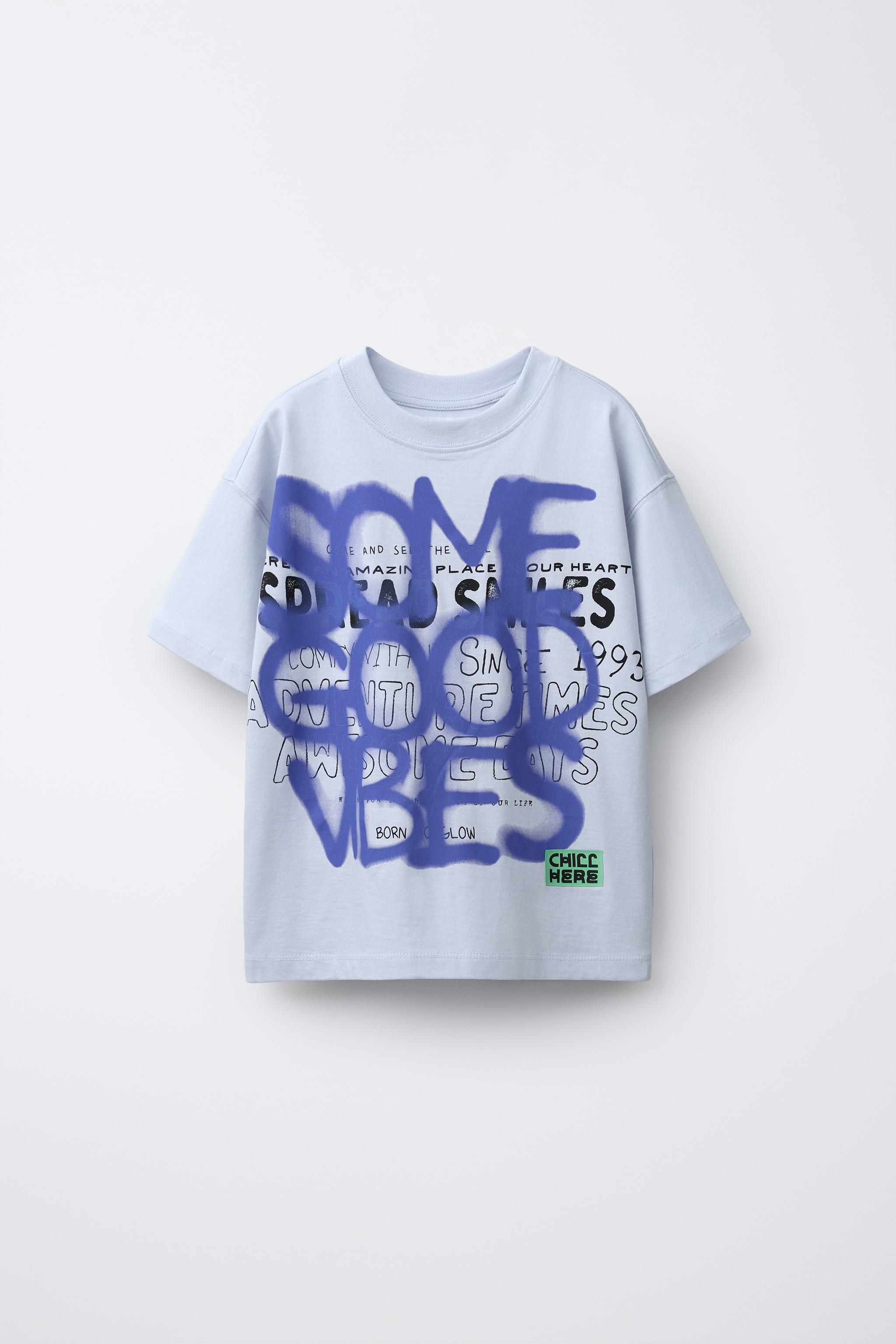 GRAFFITI SPRAY PRINT T-SHIRT - Blue | ZARA United States