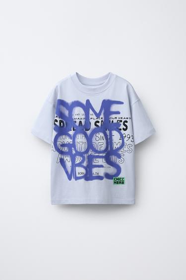 CAMISETA ESTAMPADO GRAFFITI SPRAY - Azul de Zara