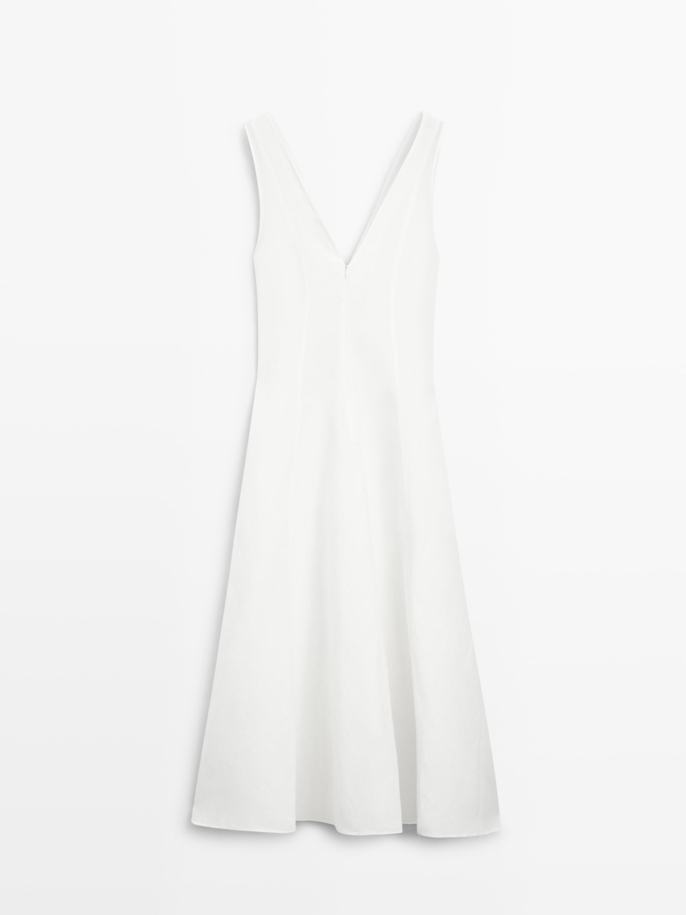 Flowing linen blend midi dress
