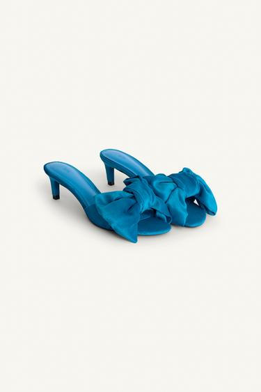 Zara LIMITED EDITION MAXI BOW HEELED SANDALS - Blue
