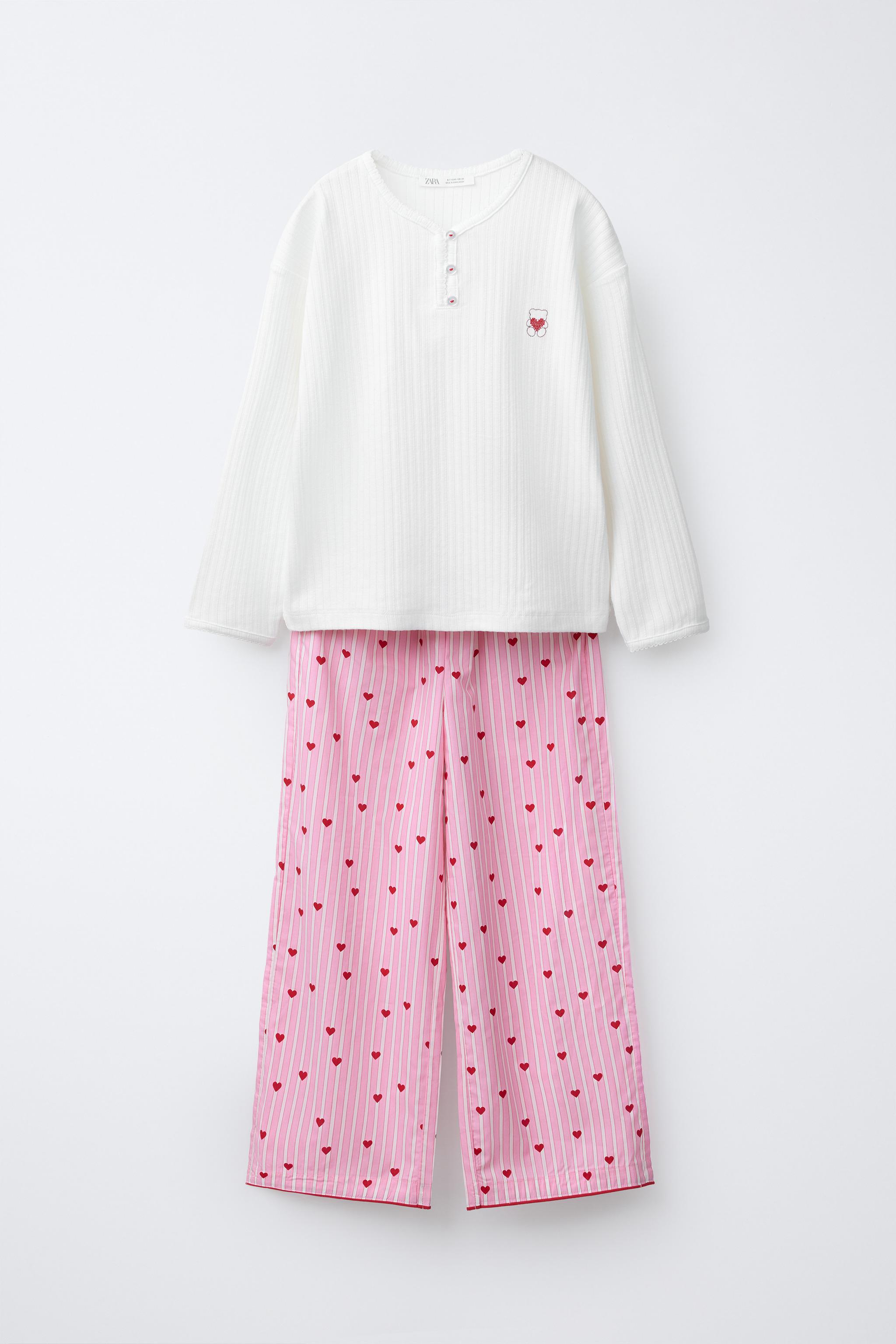 6-14歳/ハートとストライプ柄パジャマ - エクリュ | ZARA Japan / 日本
