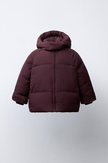 MANTEAU MATELASSÉ À CAPUCHE DÉPERLANT - Bordeaux de Zara
