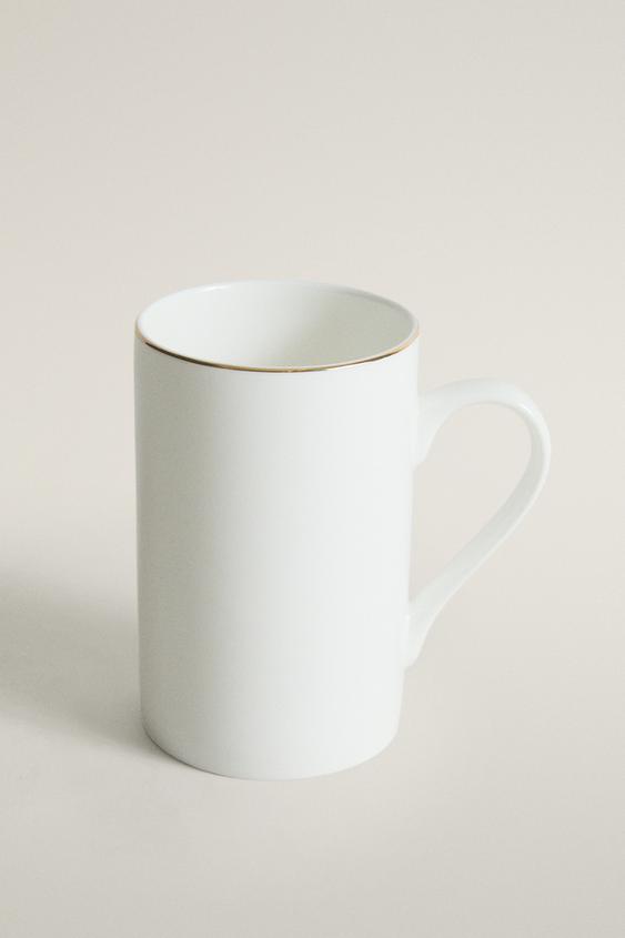 XÍCARA BONE CHINA COM BORDA - Ouro da Zara - Imagem 0