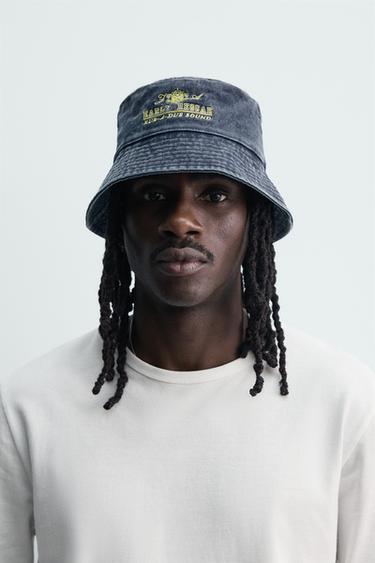 ПАНАМА С ВЫШИВКОЙ И ЭФФЕКТОМ ПОТЕРТОСТИ — СИНИЙ от Zara — изображение 0