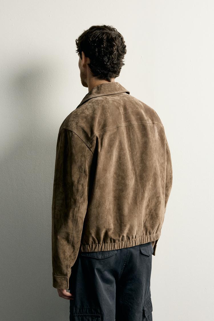 Chaqueta de piel de ante de corte regular 3
