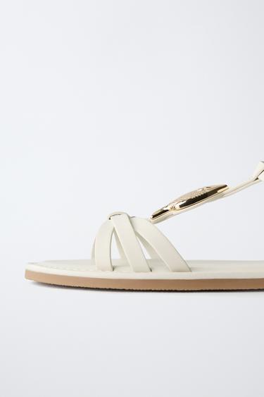 SANDALES À BRIDES - Blanc de Zara - Image 5