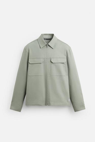 Zaras OVERSHIRT MED LÖS PASSFORM OCH DRAGKEDJA - Grågrön