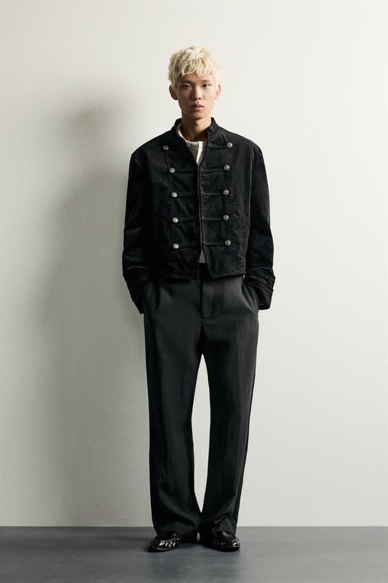 CROPPED FIT VELVET JACKET - Black by Zara - Image 0