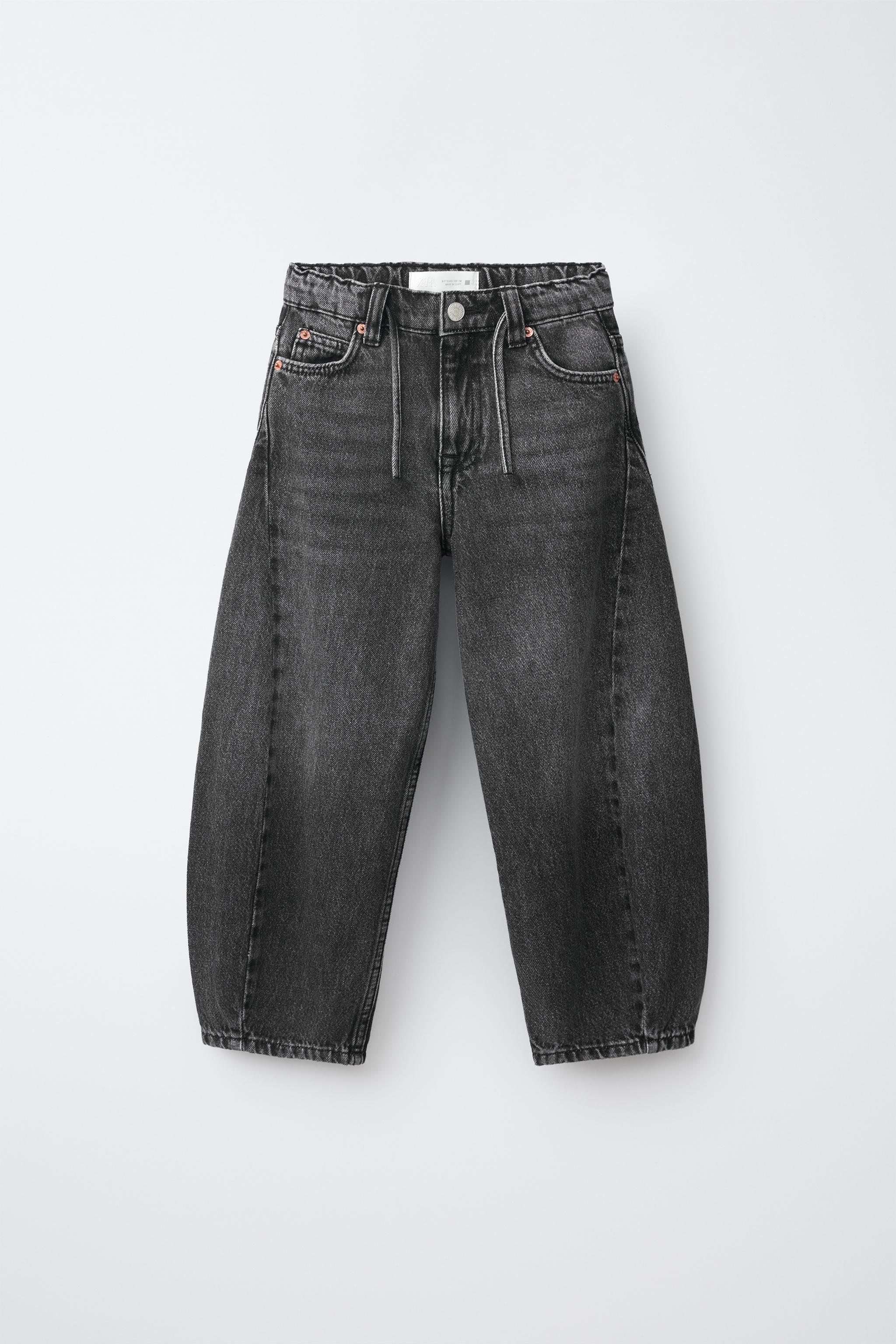 BARREL JEANS WITH DRAWSTRING BELT
