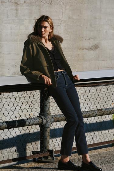 ג'ינס TRF CROPPED FLARE גזרה גבוהה - אינדיגו כהה של Zara