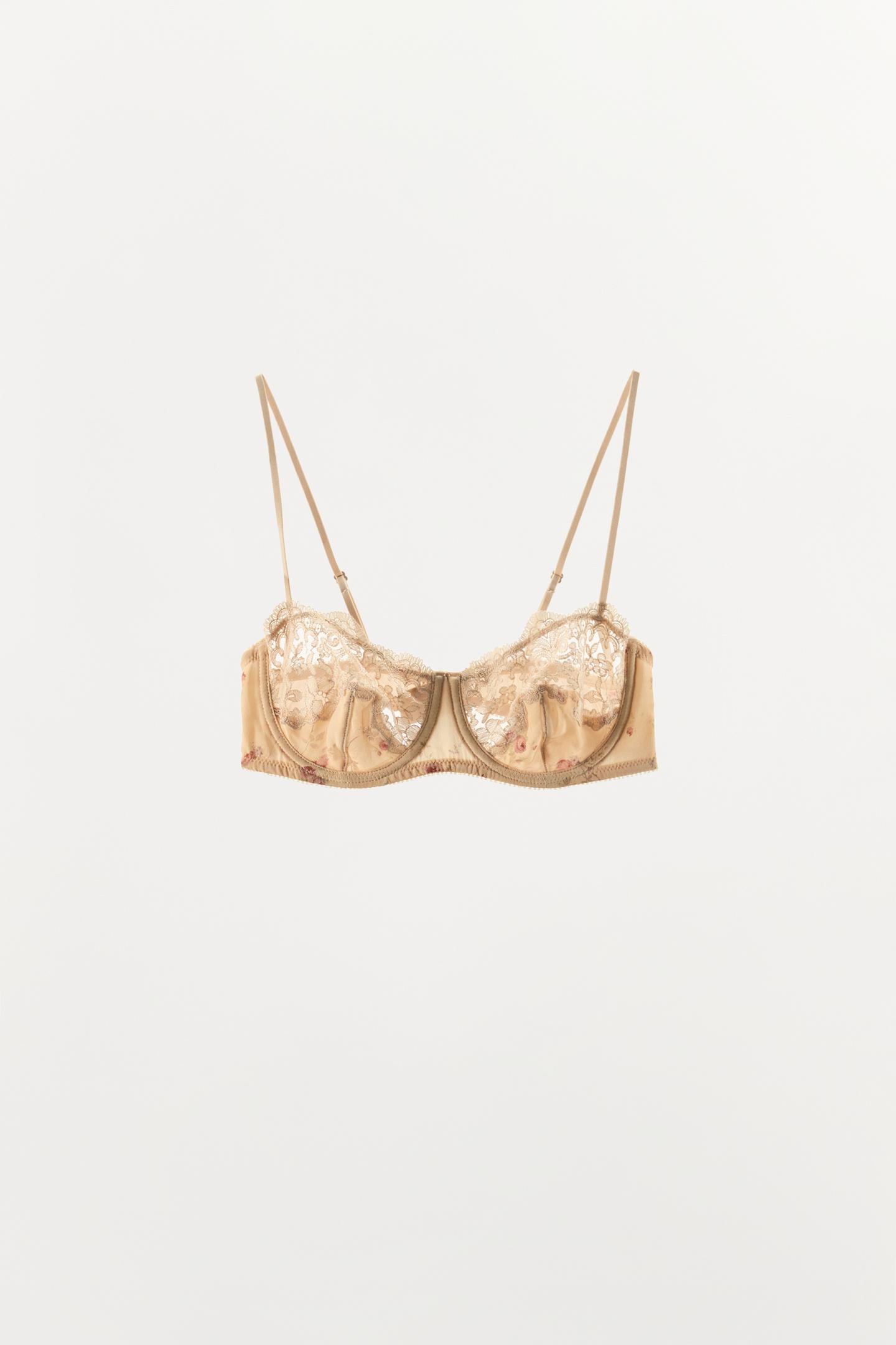 Бра, на косточках, кружево, цветочный принт — Zara, цвет: Оранжевый — фото 5