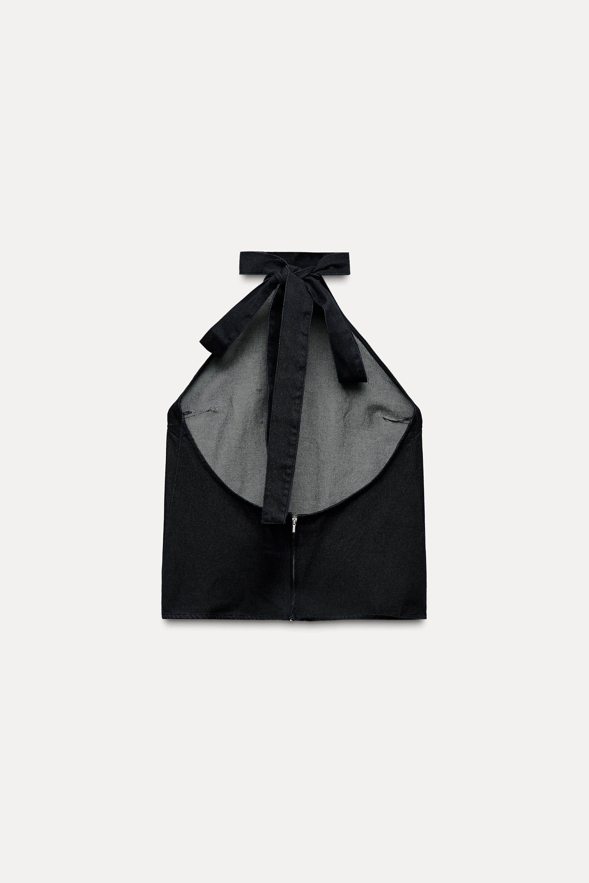 TRF TIED DENIM TOP - Dark indigo | ZARA United States TRF TIED DENIM TOP - Dark indigo | ZARA United States