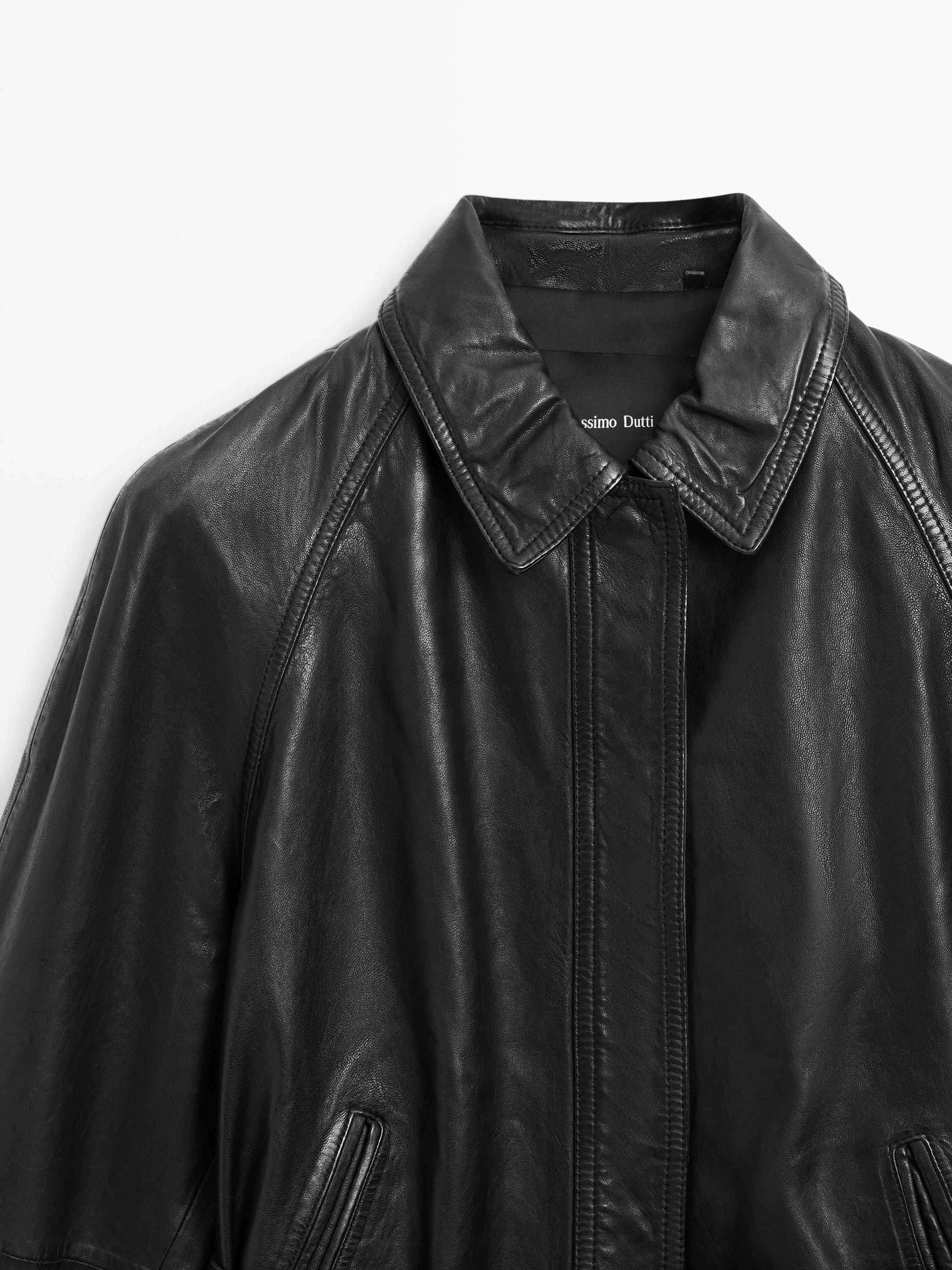Nappa leather jacket with belt