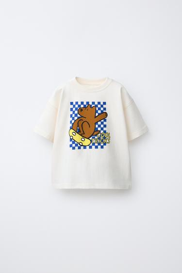 ФУТБОЛКА З ТВАРИННИМ ПРИНТОМ - Сіровато-бежевий колір Zara