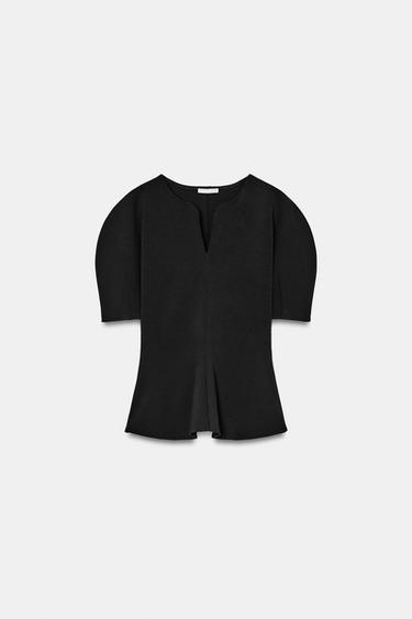 SOFT PEPLUM TOP - Black by Zara - Image 5