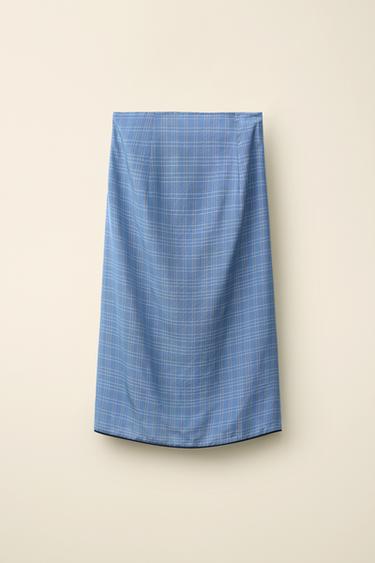 ZW COLLECTION CHECK SKIRT CREATED BY CARAMEL LONDON X ZARA - Blue by Zara - Image 4
