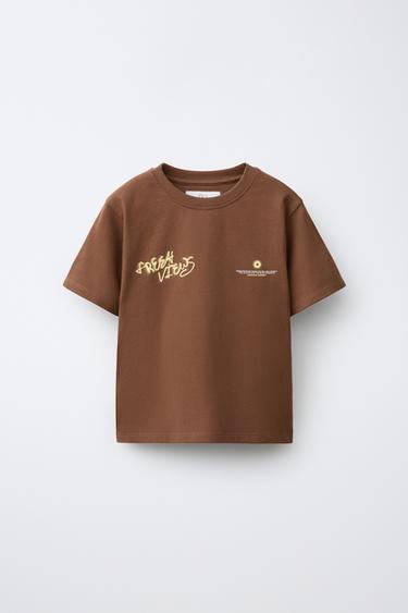 Zara 照片圖案印花 T 恤 - 棕色
