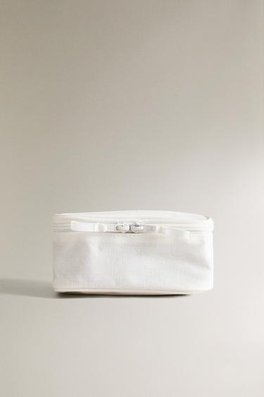 SMALL PLAIN LINEN WASH BAG - Oyster-white by Zara - Image 0